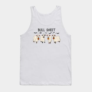 Funny Halloween Boo Ghost Cow Costume Bull Sheet Cow Lover Tank Top
